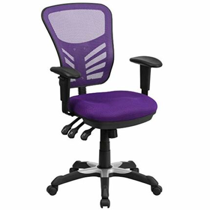 Flash Furniture Office Chair, Ergonomic Office Chair with Mesh Back Support, Contoured and Height Adjustable Seat with Three Paddle Control, Purp