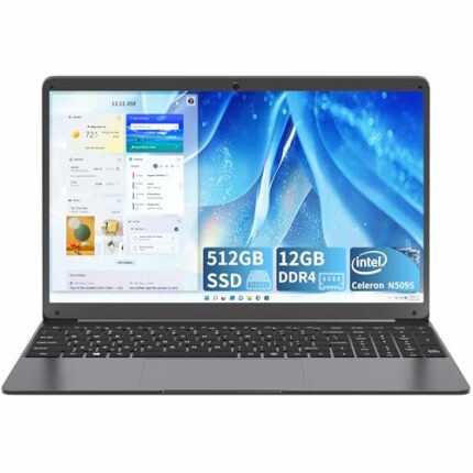 SGIN Laptop 15.6 Inch, 12GB DDR4 512GB SSD Laptop Computer with Intel Celeron N5095 Quad-Core Processor(up to 2.9 GHz), 2.4/5G Wi-Fi, Type-C, 192