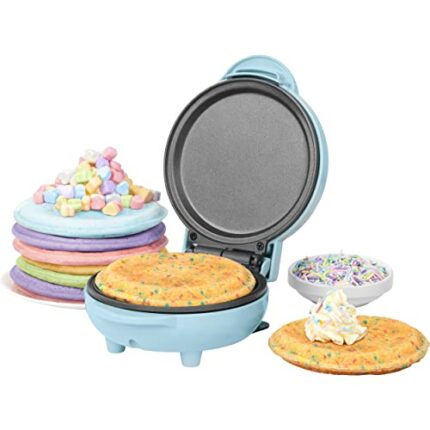Giles & Posner EK4215GSBL Pastel Compact Mini Snack Maker, Non-Stick & Easy Clean 11.5cm Plate, Party Treat & Breakfast Cooker, Make Pancakes, Co