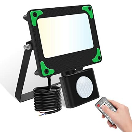 Security Lights Outdoor Motion Sensor, 3 Modes LED PIR Floodlight, 15W Outside Wall Light with Remote Control, IP65 Waterproof 3000K-6500K Adjust