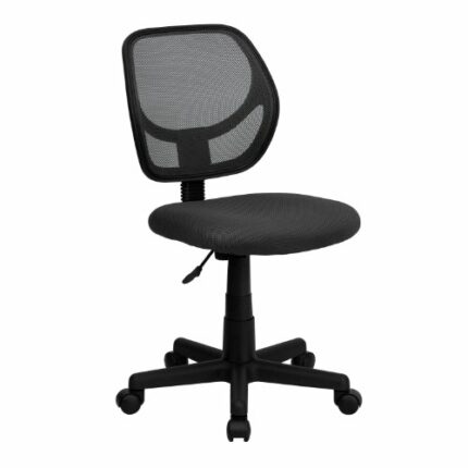 Flash Furniture Low Mesh Swivel Task Office Chair with Curved Square Back, Metal, Gray, Set of 1