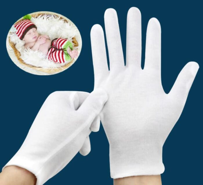 24 Pcs White Gloves, ANDSTON 12 Pairs Soft Cotton Gloves, Coin Jewelry Silver Inspection Gloves, Stretchable Lining Glove, Medium Size