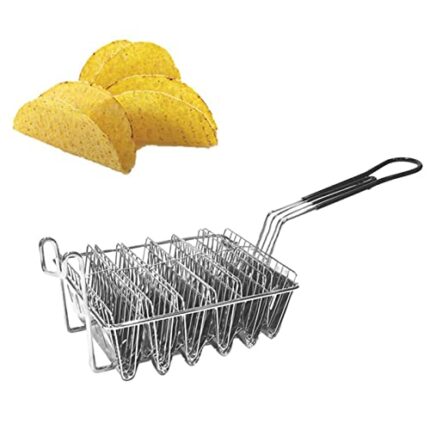 Felenny Frying Basket, Taco Basket Holds 6 Shells Deep Fryer Taco Holder Basket Taco Fry Basket with Grip Handle Kitchen Cooking Tool
