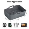 2Pcs Silicone Air Fryer Liners, Rectangle Reusable Air Fryer Silicone Pots, Air Fryer Accessories, Easy to Clean Air Fryer Baking Tray Oven Acces