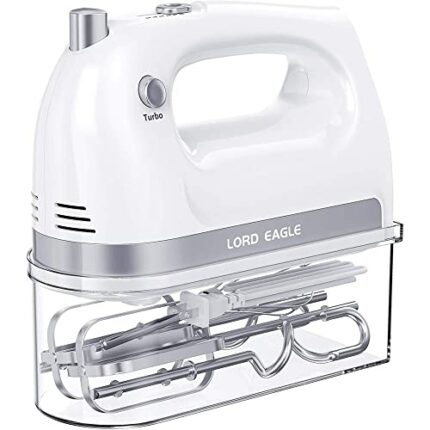 Lord Eagle Hand Mixer Electric Whisk, 400W Power Handheld Mixer for Baking Cake Egg Cream Food Beater, Turbo Boost/Self-Control Speed + 5 Speed +