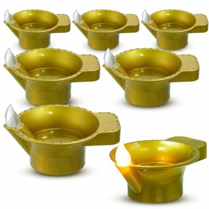 Weewooday 8 Pcs Diwali Festival LED Tea Lights Realistic and Bright Flickering Battery Operated Tea Lights Flameless Fake LED Candles Diya Festiv