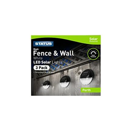 Status Solar Wall/Fence LED Lights, White,PERTHFENBLK3PK6