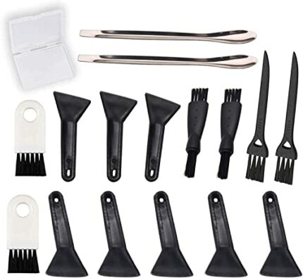Black Scrapers,Gristor Brushes and Spoons Kit with Cleaning Tools for Herb Grinder (Black Scraper)