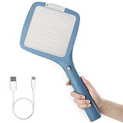 Mafiti Electric Fly Swatter,Rechargeable Mosquito Zapper Bug Zapper Racket Fly Killer Indoor Outdoor Light Camping Accessories (Blue)