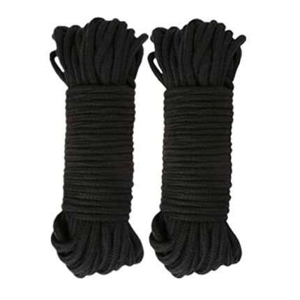 LVE 2Pack 10 M/33 Feet 8 MM All Purpose Rope Soft Cotton Rope Cord Thick Cotton Twisted Cord (Black)