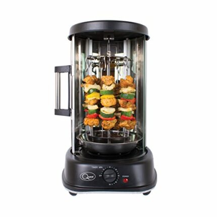 Quest 34020 Electric Rotisserie Grill / Cooks Kebabs, Skewers and Roasts / 60 Minute Timer / Sliding Glass Door / Auto Shut-Off / 1500 W