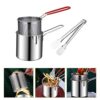 UPKOCH 1 Set Kitchen Fry Pot Deep Frying Basket with Tong Food Cooking Pot Mesh Fryer Basket with Fried Wire Baskets Deepen Milk Pan with Basket
