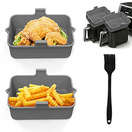 Newthinking 2 Pcs Double Silicone for Ninjas Air Fryer Liners, Reusable Ninjas Air Fryer Silicone Liners, BPA Free Silicone Ninjas Air Fryer Line