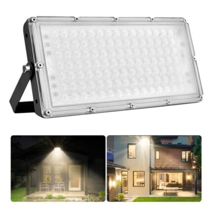 Viugreum 100W Outdoor LED Floodlight, IP66 Waterproof Spotlight Security Light, Super Bright 8000lm Worklight Wall Light for Yard, Garden, Garage