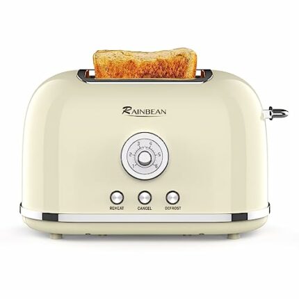 Toaster 2 Slice Retro Toaster Stainless Steel with 6 Bread Shade Settings and Reheat Cancel Defrost Function, Cute Bread Toaster with Extra Wide