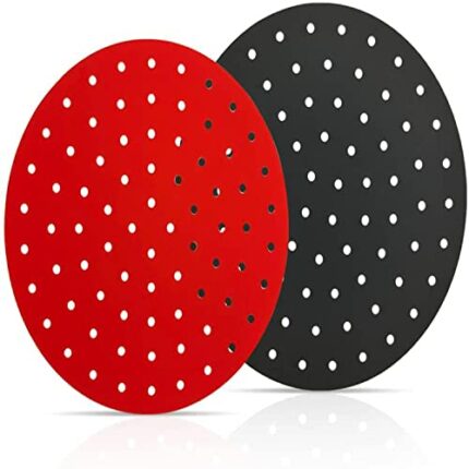 2 Pieces 8.0 Inch of Non-Stick Air Fryer Lining Air Fryer Accessories Reusable Air Fryer Silicone Air Fryer Pad Anti-Stick Food Tools Suitable fo