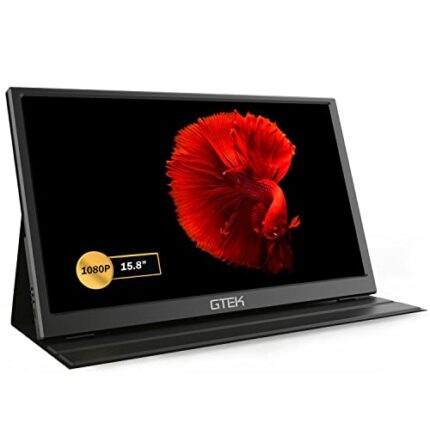 Portable Monitor - GTEK 15.8 Inch IPS Full HD 1920 x 1080P Screen with Speaker, Second Dual Computer Display, Wider Than 15.6 Inch, External Trav