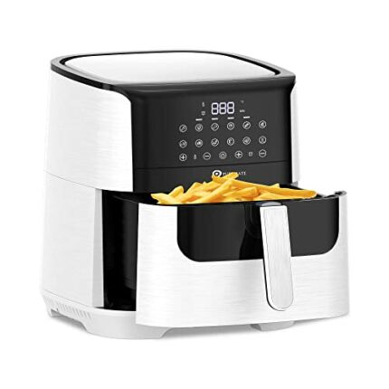 PureMate 7L Air Fryer with Digital Display & Recipes Book, Healthy Oil Free 1800W Air Fryer with 12 Preset, LED One Touch Screen, Timer & Adjusta