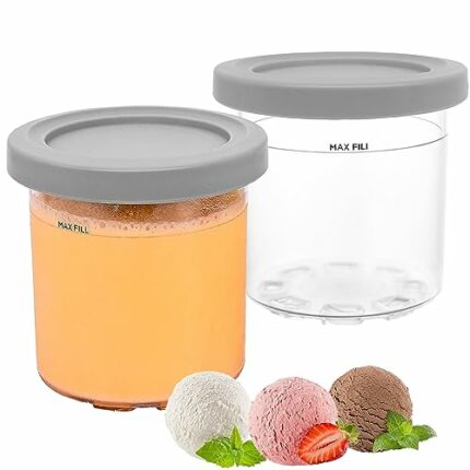 2 Pack Ice Cream Tubs Pints Containers with lids Compatible With Ninja CREAMi Ice Cream Maker & Frozen Dessert Maker NC300UK NC299AMZ NC301, Reus