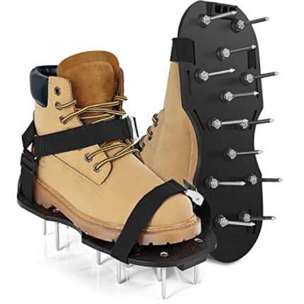 WenYa Lawn Aerator Shoes, Heavy Duty Spiked Aerating Sandals, Lawn Aerating Sandals with 4 Adjustable Straps and 26 Spikes for Aerating Patio Gar