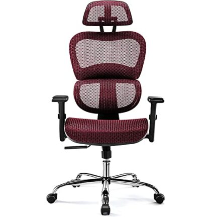 Ergonomic High Back Office Chair - High Office Chair with Headrest, Lumbar Support, Movable Armrests, Swivel Mesh Office Chair with 300 lbs Weigh