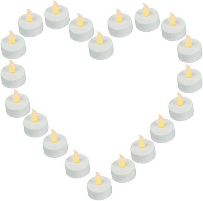 VIROSA Realistic and Bright Battery Operated Flickering Flameless Tea Light Led Candles, Batteries Included - Yellow (Pack of 48)