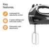 VonShef Hand Mixer Electric Whisk – Food Mixer for Baking with 5 Speeds, 300W, 2 Stainless Steel Beaters, 2 Dough Hooks & Balloon Whisk, Easy Cle