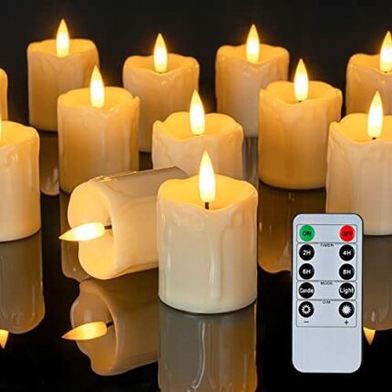 Homemory Timer Remote Control Flameless Votive Tea Lights Candles, Realistic Battery Operated Candles, 6Pack for Wedding Home Party Halloween Dec
