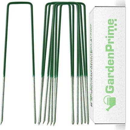 GardenPrime 50x Half Green Artificial Grass Pegs to pin fake grass, astro turf, weed membrane, garden netting (50, 150mm/6 inch)