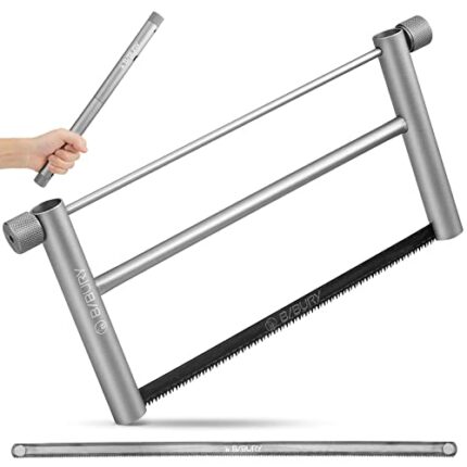 BIBURY Compact Camping Saw, Portable Aluminum Alloy Detachable Hand Saws, Folding Pruning Saw Bow Saw with 2 Blades for Wood, PVC, Tree Pruning,