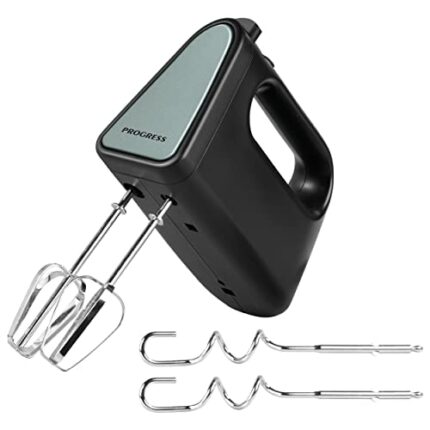 Progress EK4255PSHIMMERGRN Shimmer Hand Mixer – Electric Baking Whisk with 5 Speed Settings, Turbo & Eject Function, Includes 2 Stainless Steel M