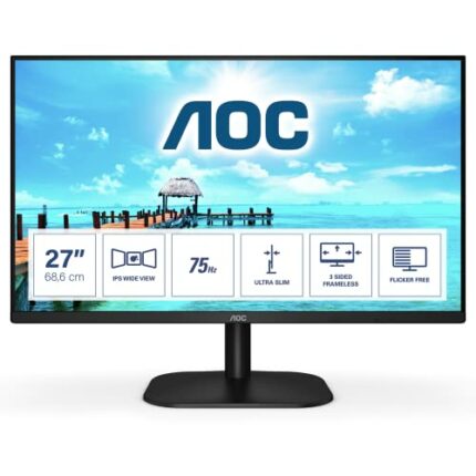 AOC 22B2H - 22 Inch FHD Monitor, 75Hz, VA, 7ms tilt, frameless design, Vesa (1920 x 1080 @75Hz , HDMI/VGA)