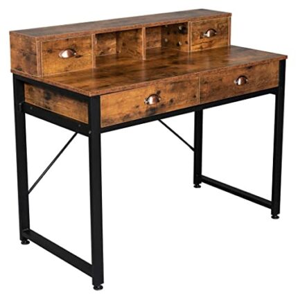 WALNUT Work Study Desk With Storage Drawer Rack For Living Room Home And Office Computer Desk Work (Color : A)