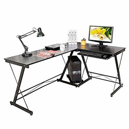 WLABCD Table Computer Desk L Shape Office Corner Table,Standing Combination Workbench Home Workstation Studio/Black / 116×120×73cm