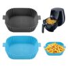 2PCS Silicone Air Fryer Pot, Reusable Air Fryer Liner, Heat Resistant Air Fryer Basket, Air Fryer Silicone Liner Replacement of Parchment Liner,