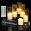 Ymenow Rechargeable Tea Lights Candles with Remote Control Timer, 6pcs Electric Battery Operated Tealight Candles Flickering with USB Charging Ca
