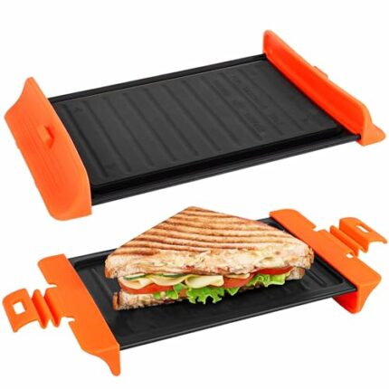 Belle Vous Microwave Toasted Sandwich Maker - Non-Stick Grill Cheese/Toastie Cookware - Safe Kitchen Tool for Toastie, Panini, Grilled Cheese & G