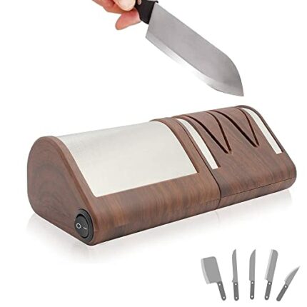 Fishtec® Electric Knife Sharpener Metal or Ceramic Diamond Grinding Discs 21cm Wood Motif