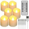 Ymenow Rechargeable Tea Lights Candles with Remote Control Timer, 6pcs Electric Battery Operated Tealight Candles Flickering with USB Charging Ca