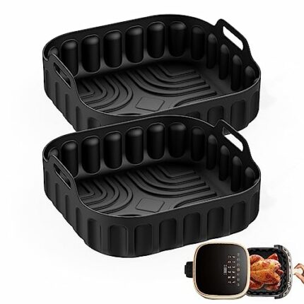 2 Pack Air Fryer Silicone Liners, Reusable Square Silicone Air Fryer Liner, Kitchen Accessories, Replacement for Disposable Parchment Paper Liner