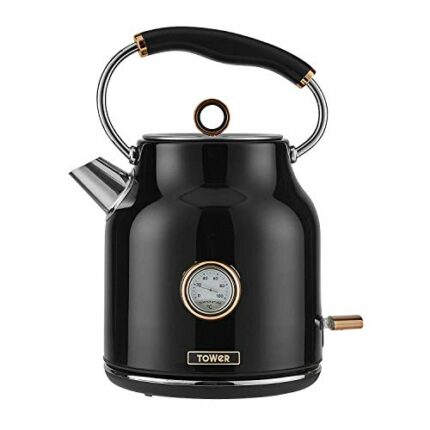 Tower Bottega T10020 Rapid Boil Traditional Kettle with Temperature Dial, Boil Dry Protection, Automatic Shut Off, Quiet Boil, Stainless Steel, 3