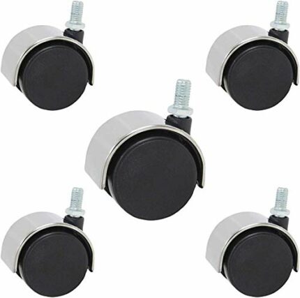 GTYT Set Of 5,Chair Casters Wheels Universal,Office Chair Caster With Threaded Stem 10x16mm,Nylon Swivel Twin Castors,Heavy Duty Wheels For Troll