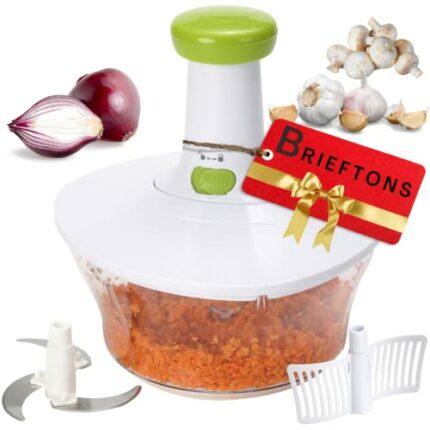 Brieftons Express Vegetable Chopper: 1.6-Litre, Quick Vegetable Manual Hand Chopper/Mixer to Chop Veggies, Fruits, Garlic, Onion Chopper for Sals