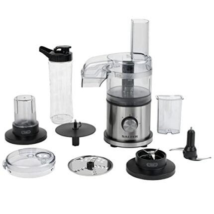 Salter EK5028 4-in-1 Food Processor and Blender, Electric Chopper, Slice, Grind & Shred, 2 Speeds & Pulse, Includes Dishwasher Safe; BPA Free Foo