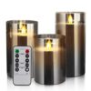 Yinuo Candle Flameless Led Candles Light Flickering,Real Wax Fake Wick Moving Flame Faux Wickless Pillar,with Timer Remote,Suit for Festival Wedd