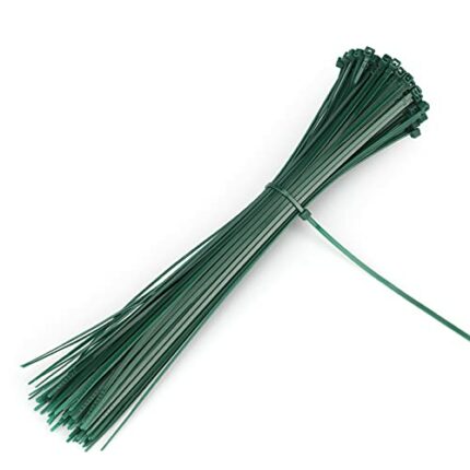 KINGLAKE 100 Pcs 200x3mm Self-locking Garden Cable Ties Dark Green Plant Nylon Ties Adjustable Zip Ties Multi-Purpose