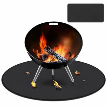 Kovshuiwe Round Fire Pit Mat 91cm,Fire Pit Mat for Deck Fireproof,Camping Firepit Mat,Grass Heat Resistant Mat,Outdoor Deck and Patio Mat Grill P