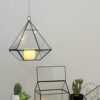 Zinc & Glass Pyramid Shaped Terrarium Candle Holder Lantern Glasshouse Planter