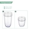 2-pack 16 ounce Cup and 12 ounce Short Cup Replacement Cup Set Fits for Magic Bullet Blenders Cup for 250w （MB1001 Series)