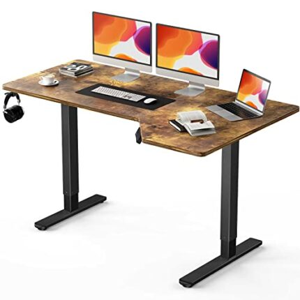 Totnz Standing Desk Adjustable Height, Electric Standing Desk with Starage Bag, Stand up Desk for Home Office Computer Desk Memory Preset with He